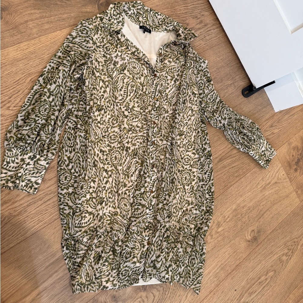 1. State Green and Cream Patterned Dress